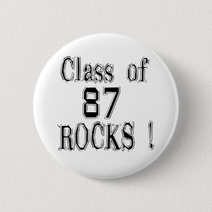 Badge Rond 5 Cm Classe de '87 roches ! Bouton
