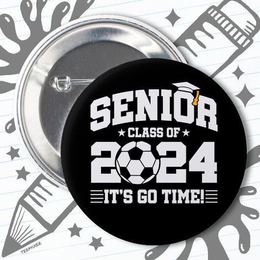 Badge Rond 5 Cm Classe de football 2024 Graduation Senior 2024