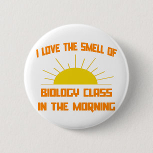 Badge Rond 5 Cm Classe d'odeur de biologie le matin