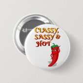 Badge Rond 5 Cm Classé Sassy Et Hot Pepper Diva (Devant & derrière)