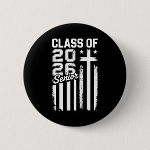 Badge Rond 5 Cm Classe supérieure de 2026 Christian Jésus Drapeau