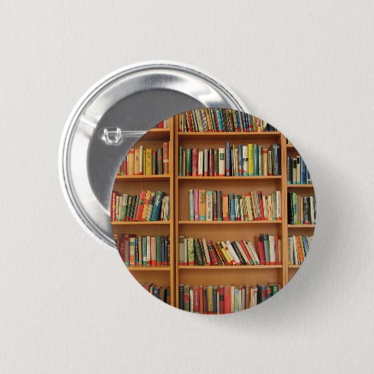 Badge Rond 5 Cm Classic book shelf pattern (Devant & derrière)