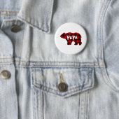Badge Rond 5 Cm classique rouge noir plaid cadeau ours de pavot po (En situation)