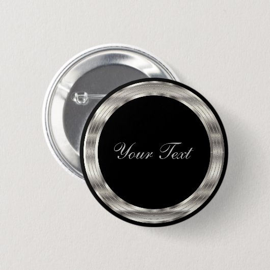 Badge Rond 5 Cm Classy Silver and Black Template (Devant & derrière)