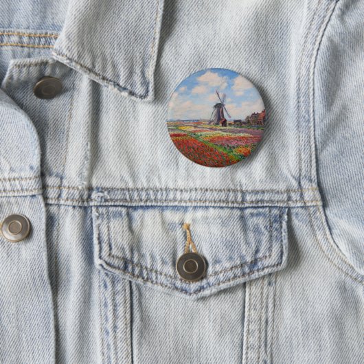 Badge Rond 5 Cm Claude Monet - Champ de Tulipes en Hollande (En situation)