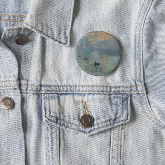 Badge Rond 5 Cm Claude Monet Impression Sunrise Soleil Levant (En situation)