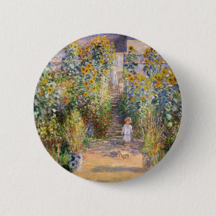 Badge Rond 5 Cm Claude Monet le jardin de l'artiste chez Vétheuil,