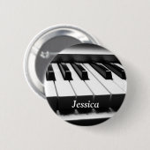 Badge Rond 5 Cm Clavier Classique Noir et Blanc (Devant & derrière)