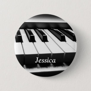 Badge Rond 5 Cm Clavier noir et blanc classique