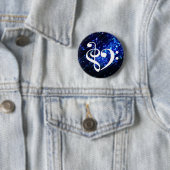 Badge Rond 5 Cm Clé de basse en acier Clé Coeur Bleu Cluster Nebul (En situation)