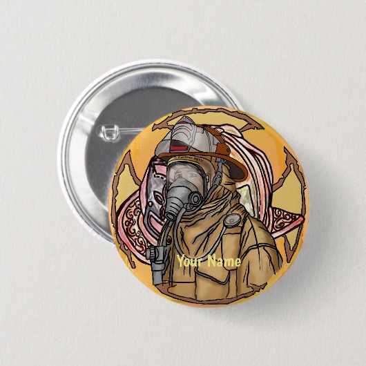 Badge Rond 5 Cm Clé de masque de pompier (Devant & derrière)