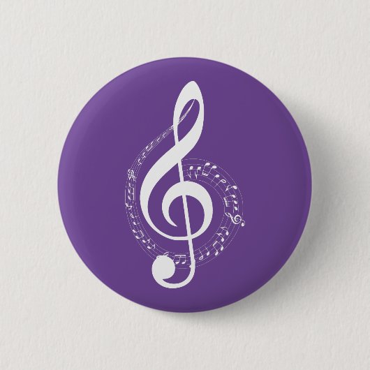 Badge Rond 5 Cm clé de sol blanc violet (Devant)