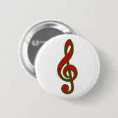 Badge Rond 5 Cm Clef triple de Noël rouge (Devant & derrière)