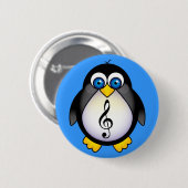 Badge Rond 5 Cm Clef triple de pingouin de musique (Devant & derrière)