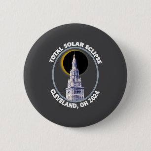 Badge Rond 5 Cm Cleveland Ohio 2024 Éclipse Solaire Totale Traject