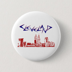 Badge Rond 5 Cm Cleveland Skyline