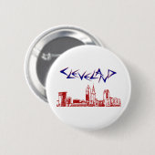 Badge Rond 5 Cm Cleveland Skyline (Devant & derrière)