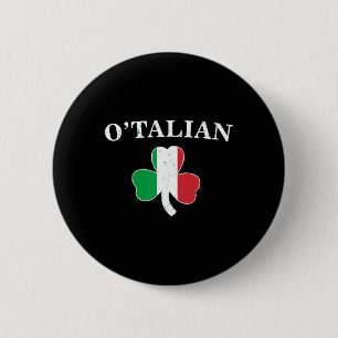 Badge Rond 5 Cm Clic O'talian Trèfle et drapeau italien irlandais