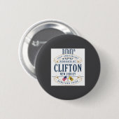 Badge Rond 5 Cm Clifton New Jersey 100th Anniv White  (Devant & derrière)