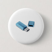 Badge Rond 5 Cm Clin flash USB bleu-c (Devant)