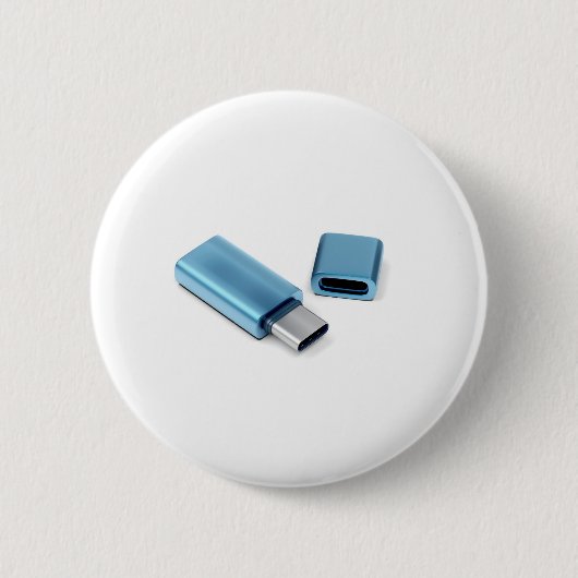 Badge Rond 5 Cm Clin flash USB bleu-c (Devant)