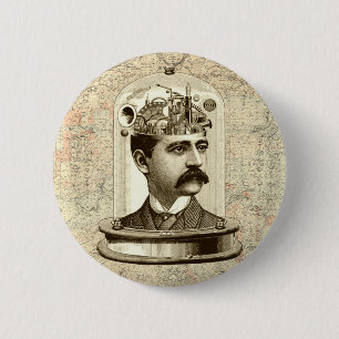 Badge Rond 5 Cm Clocage Cerveau STEAMPUNK vintage