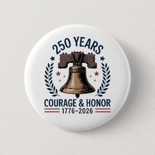 Badge Rond 5 Cm Cloche de la Liberté Américaine Courage Honneur 25