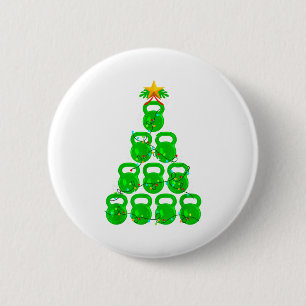 Badge Rond 5 Cm Cloche de Noël Kettlebell Gym Entraînement Fitness
