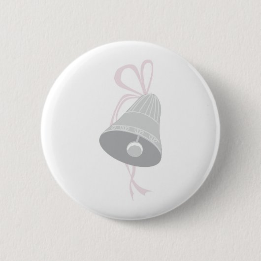 Badge Rond 5 Cm Cloche Mariage décorée d'argent avec Bow rose (Devant)