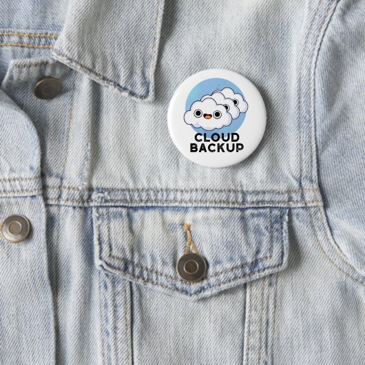 Badge Rond 5 Cm Cloud Backup Funky Computer Météo Pun (En situation)