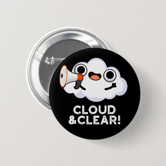 Badge Rond 5 Cm Cloud Et Clair Funky Météo Pun Dark BG (Devant & derrière)