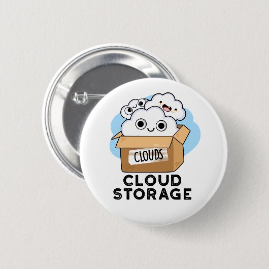 Badge Rond 5 Cm Cloud Storage Funny Weather Technology Pun (Devant & derrière)