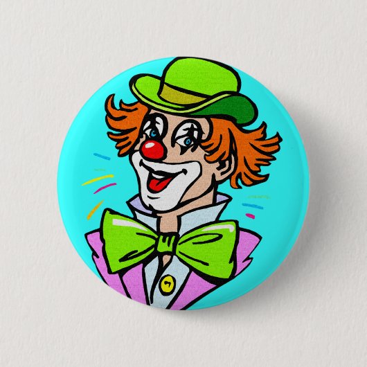 BADGE ROND 5 CM CLOWN AVEC LE BOUTON DE CASQUETTE (Devant)