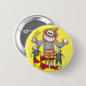Badge Rond 5 Cm Clown Singe Chaussette (Devant & derrière)