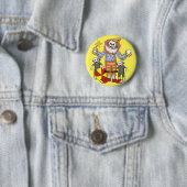 Badge Rond 5 Cm Clown Singe Chaussette (En situation)