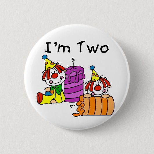 Badge Rond 5 Cm Clowns et bougies de 2èmes T-shirts et cadeaux (Devant)