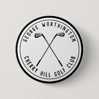 Badge Rond 5 Cm Club de golf personnalisé classique blanc noir