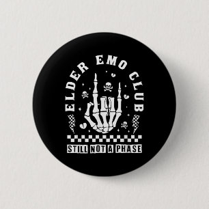 Badge Rond 5 Cm Club Émotionnel Des Aînés Squelette De Main De Roc