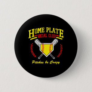 Badge Rond 5 Cm Club Social de la Plaque de Domicile de Softball p