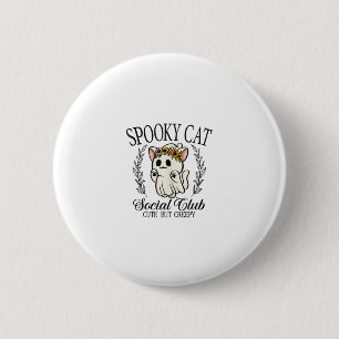 Badge Rond 5 Cm Club Social Félin Fantôme Halloween Rétro Mignon E
