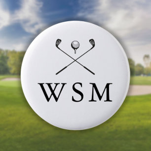 Badge Rond 5 Cm Clubs de golf à monogramme personnalisé
