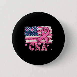 Badge Rond 5 Cm Cna Infirmer American Flag Pink Ribbon Cancer du s