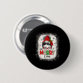 Badge Rond 5 Cm Cna Nurse Messy Bun Nurse's Aid Christmas (Devant & derrière)