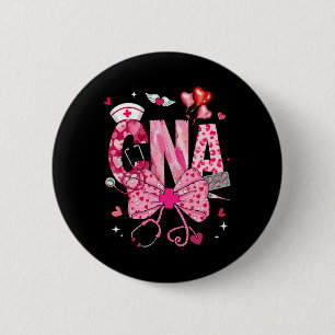 Badge Rond 5 Cm Cna Valentine Coquette Arc Stéthoscope Infirmière
