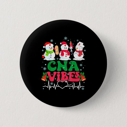 Badge Rond 5 Cm Cna Vibes Nurse Snowman Stethoscope Santa Funny Ch (Devant)