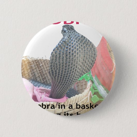 Badge Rond 5 Cm Cobra dans le panier Imprimer (Devant)
