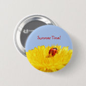 Badge Rond 5 Cm Coccinelle d'été sur la fleur jaune (Devant & derrière)