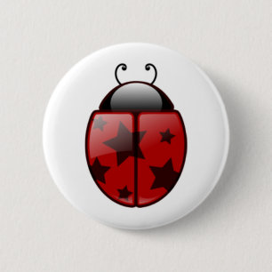 Badge Rond 5 Cm Coccinelle d'étoile, coccinelle avec des étoiles
