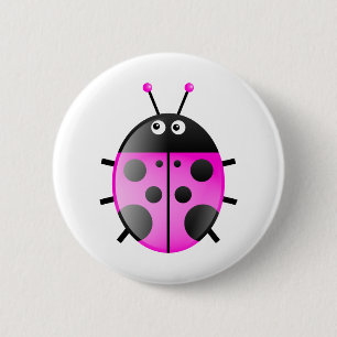 Badge Rond 5 Cm Coccinelle rose
