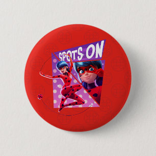 Badge Rond 5 Cm Coccinelle Spots Sur Graphique Violet